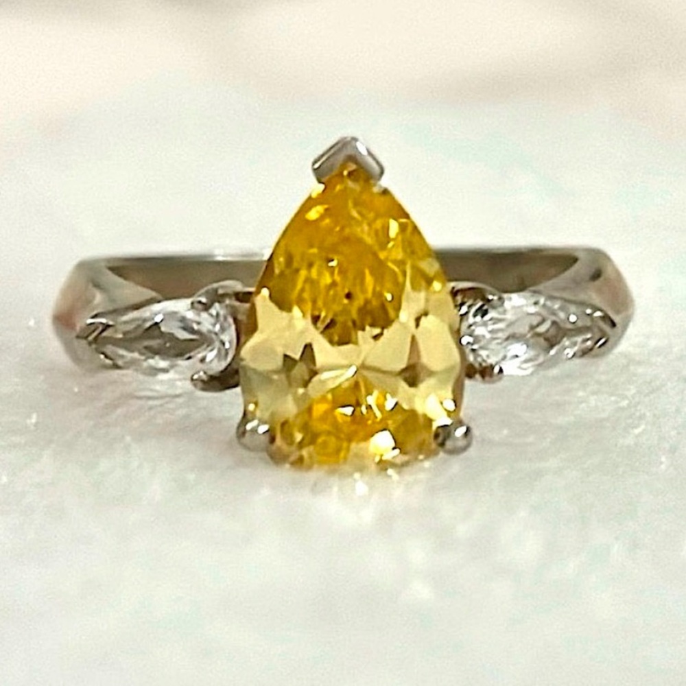 Pear Cut Citrine Ring